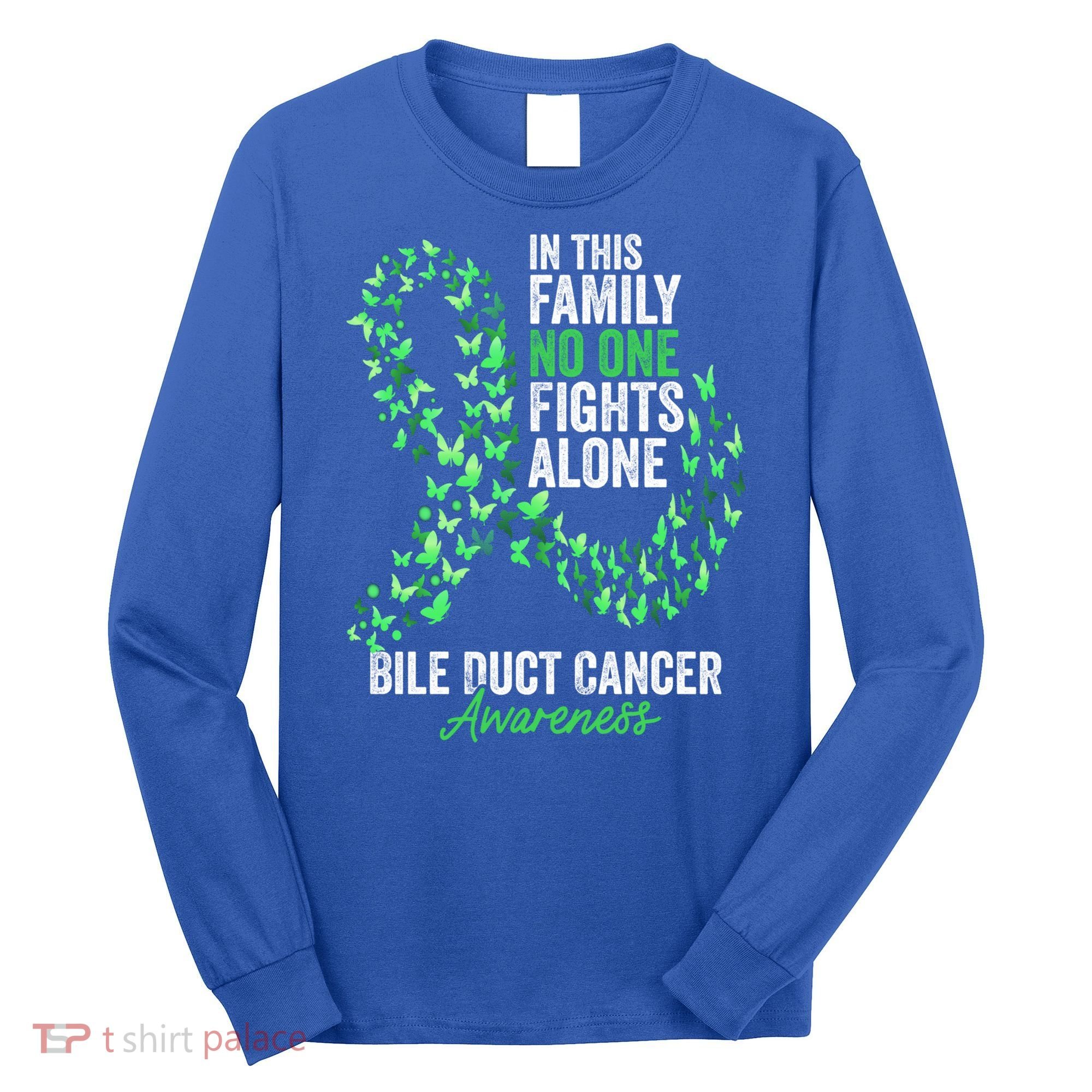 Bile Duct Cancer Awareness Month Butterflies Green Ribbon Gift Long Sleeve Shirt