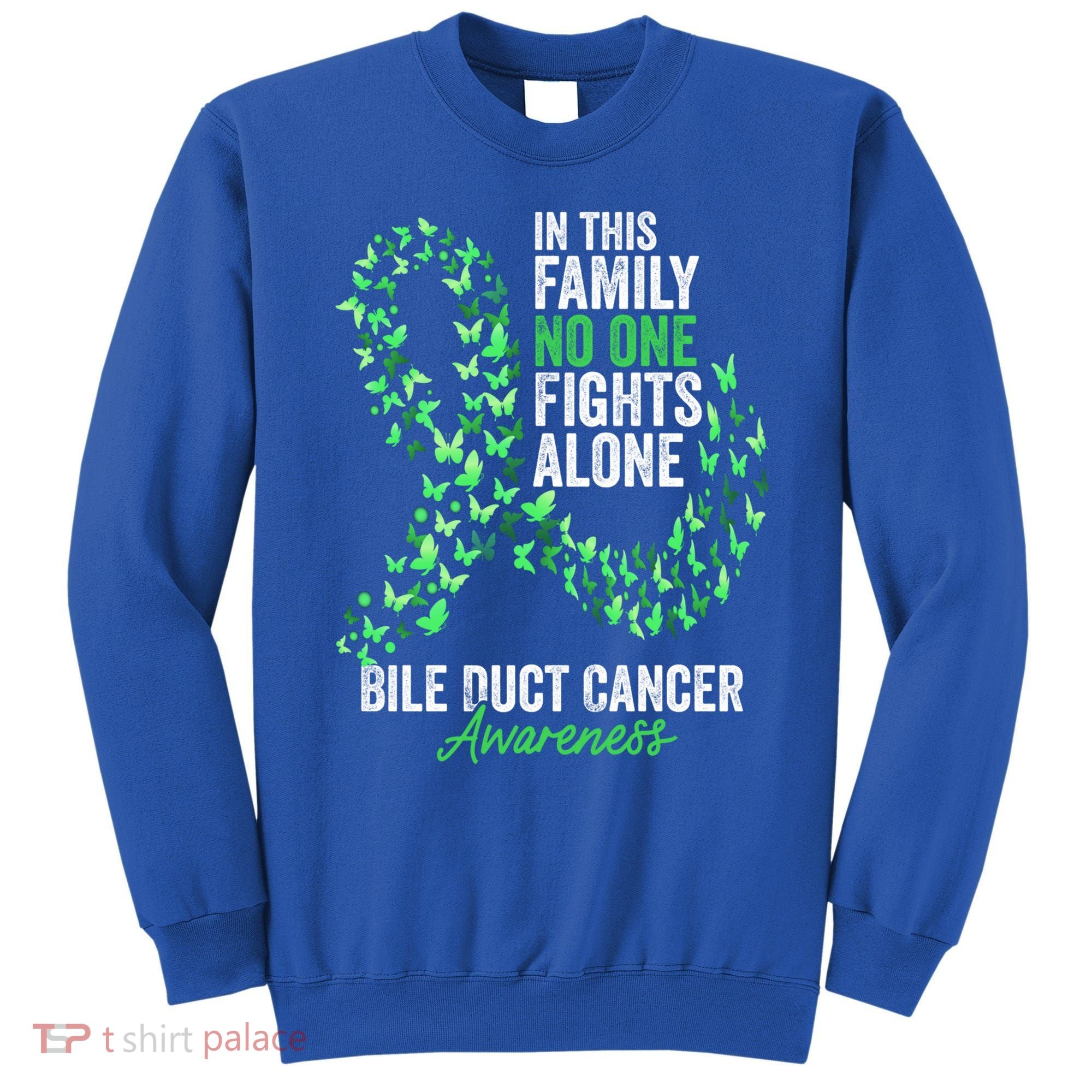 Bile Duct Cancer Awareness Month Butterflies Green Ribbon Gift Sweatshirt