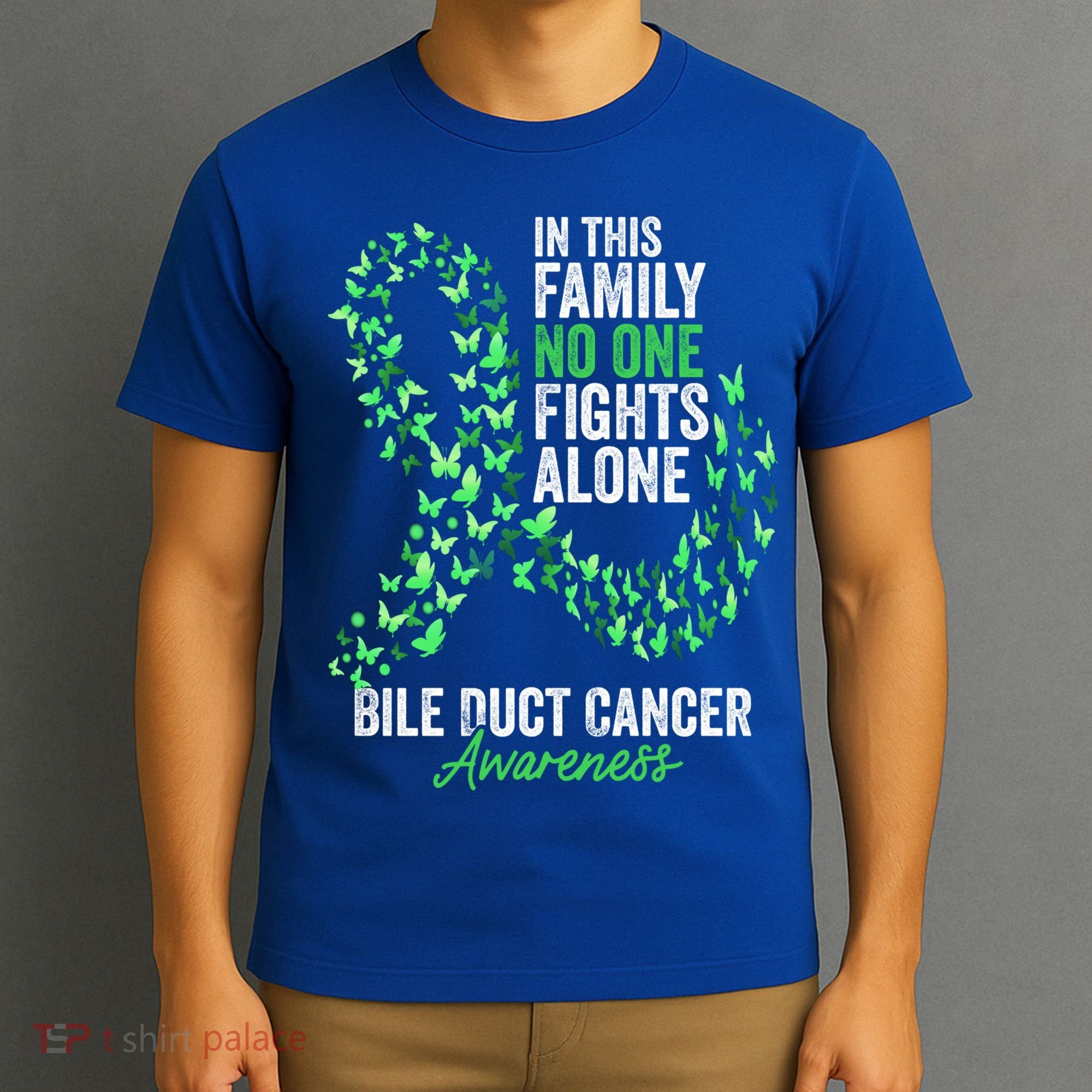 Bile Duct Cancer Awareness Month Butterflies Green Ribbon Gift T-Shirt