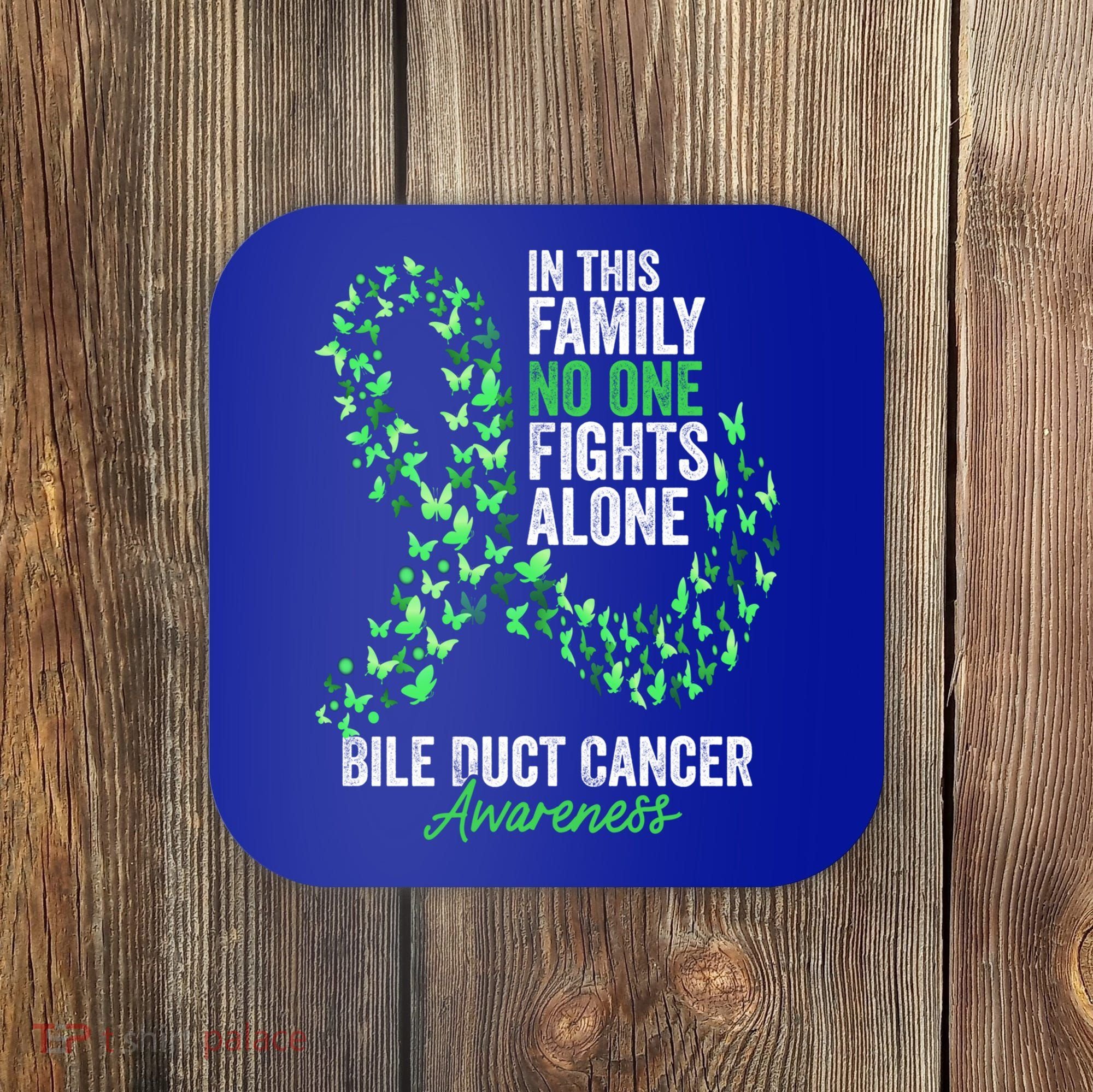 Bile Duct Cancer Awareness Month Butterflies Green Ribbon Gift Coaster