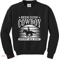 Been Doing Cow Stuff All Day Roping Racing Horse Riding Kids Sweatshirt thumb 0