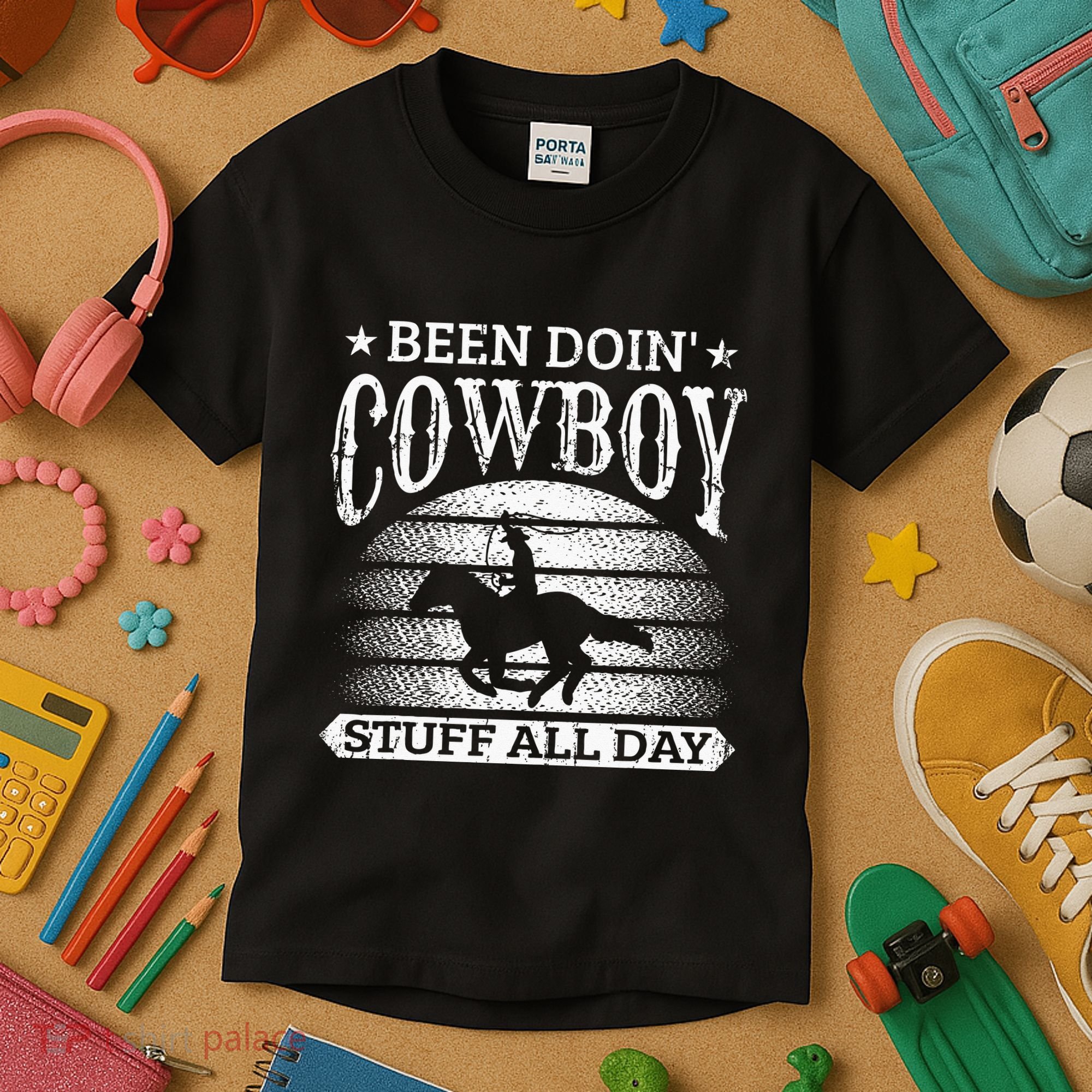 Been Doing Cow Stuff All Day Roping Racing Horse Riding Kids T-Shirt
