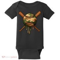Baseball Drip Camo Home Plate Sports Cool Game Day Drip Baby Bodysuit thumb 0