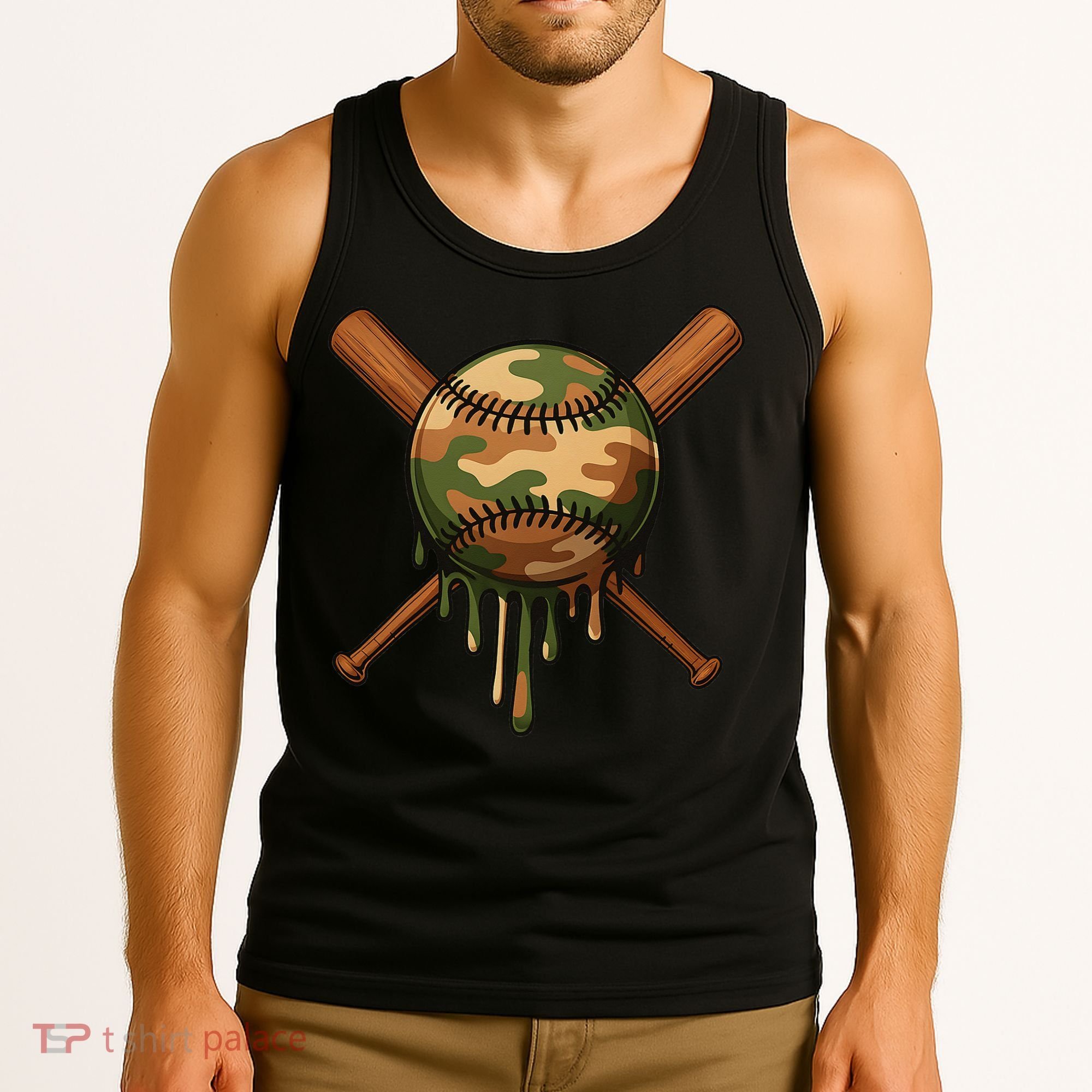 Baseball Drip Camo Home Plate Sports Cool Game Day Drip Tank Top