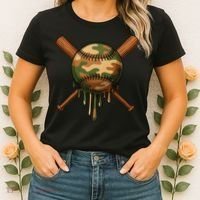 Baseball Drip Camo Home Plate Sports Cool Game Day Drip Women's T-Shirt thumb 2
