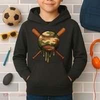 Baseball Drip Camo Home Plate Sports Cool Game Day Drip Kids Hoodie thumb 2
