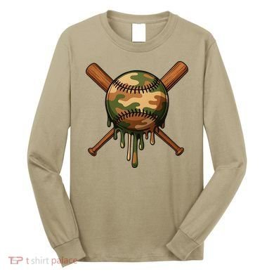 Baseball Drip Camo Home Plate Sports Cool Game Day Drip Long Sleeve Shirt