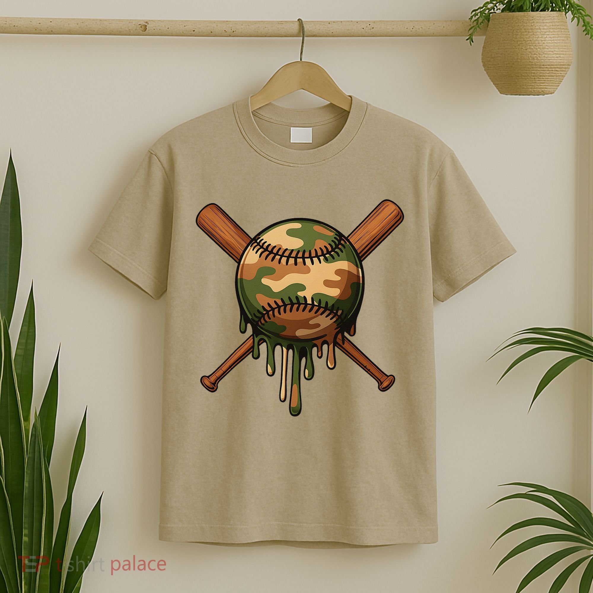 Baseball Drip Camo Home Plate Sports Cool Game Day Drip T-Shirt