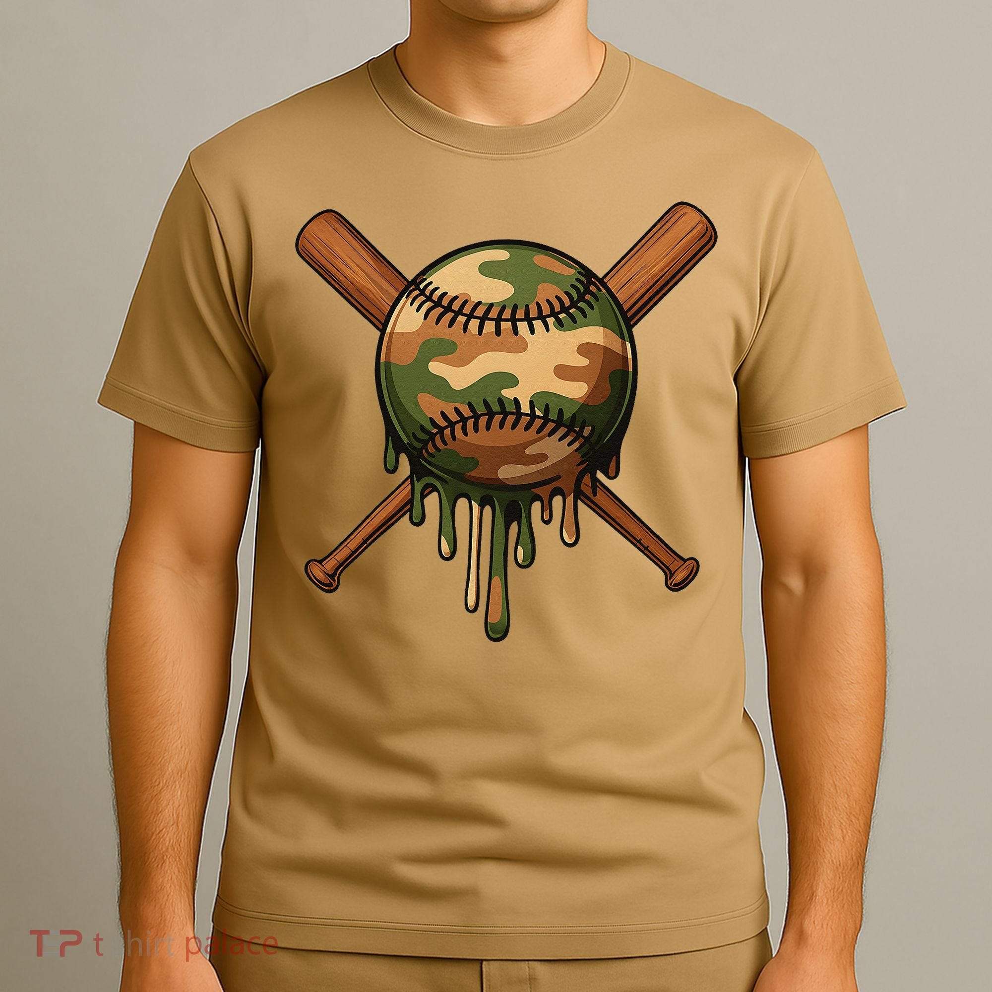 Baseball Drip Camo Home Plate Sports Cool Game Day Drip T-Shirt