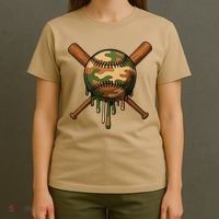 Baseball Drip Camo Home Plate Sports Cool Game Day Drip T-Shirt thumb 4