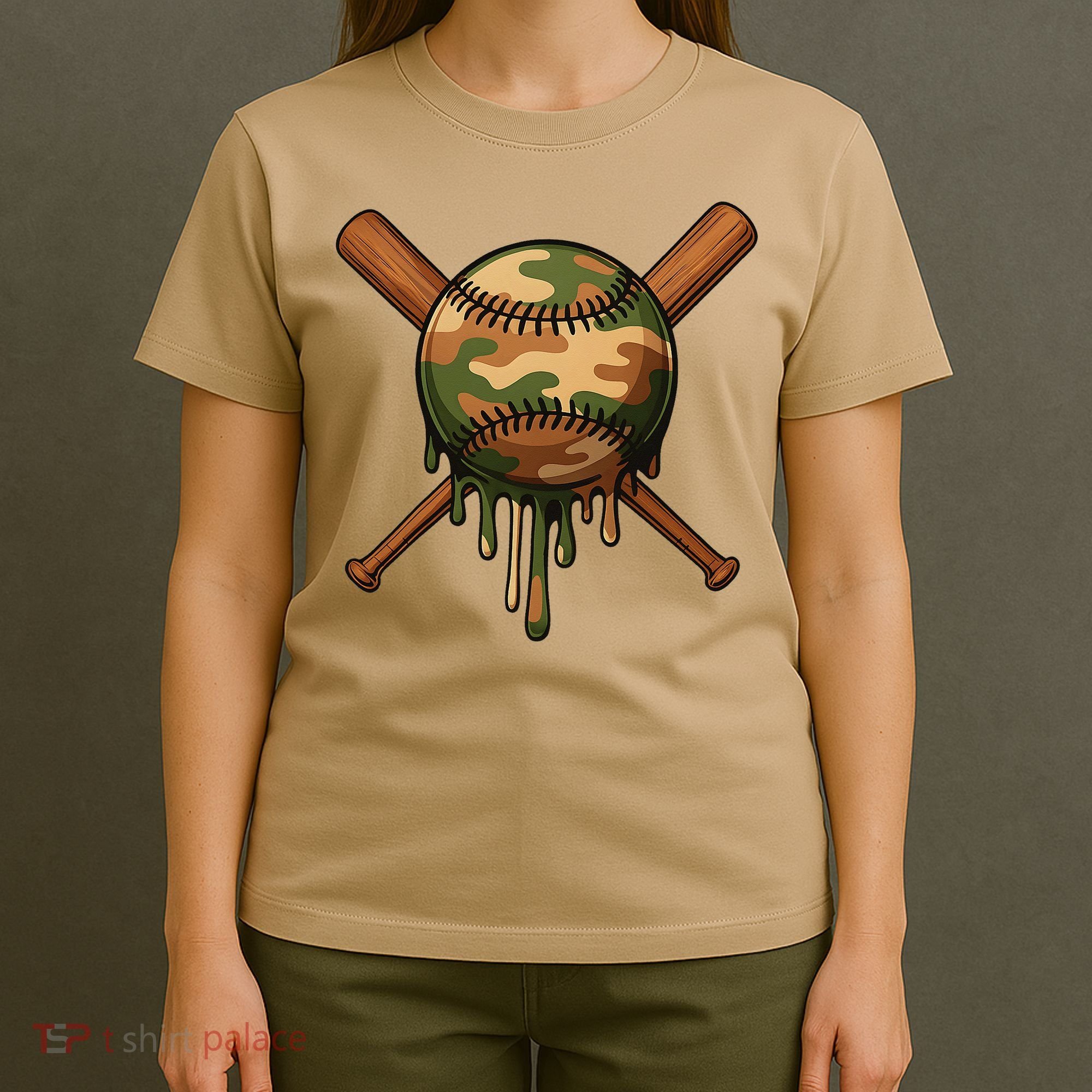 Baseball Drip Camo Home Plate Sports Cool Game Day Drip T-Shirt