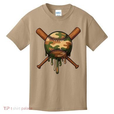Baseball Drip Camo Home Plate Sports Cool Game Day Drip Kids T-Shirt