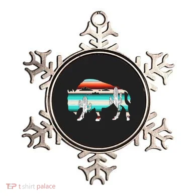 Bison Desert Cactus Serape Western Ornament