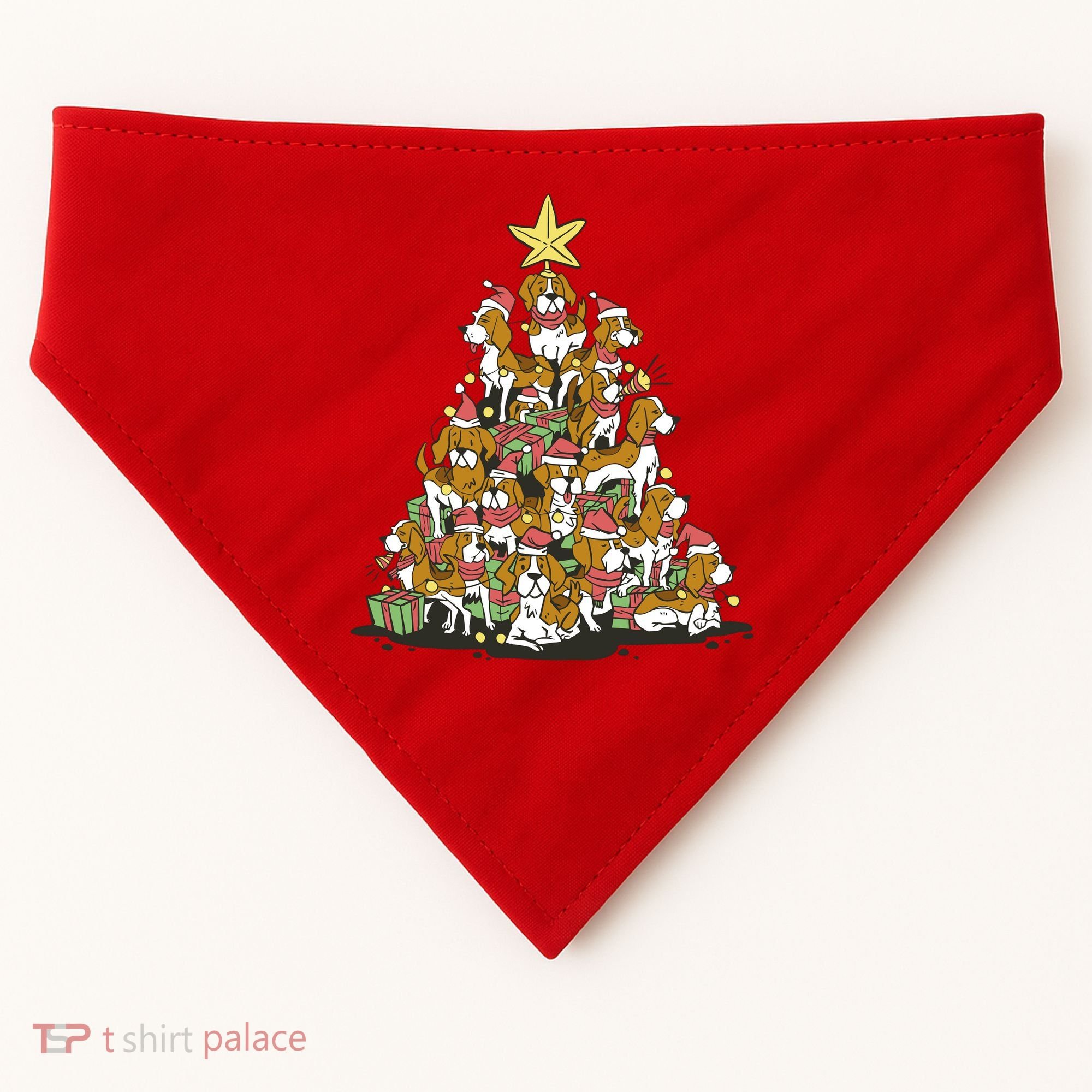 Beagle Dogs Christmas Tree USA-Made Doggie Bandana