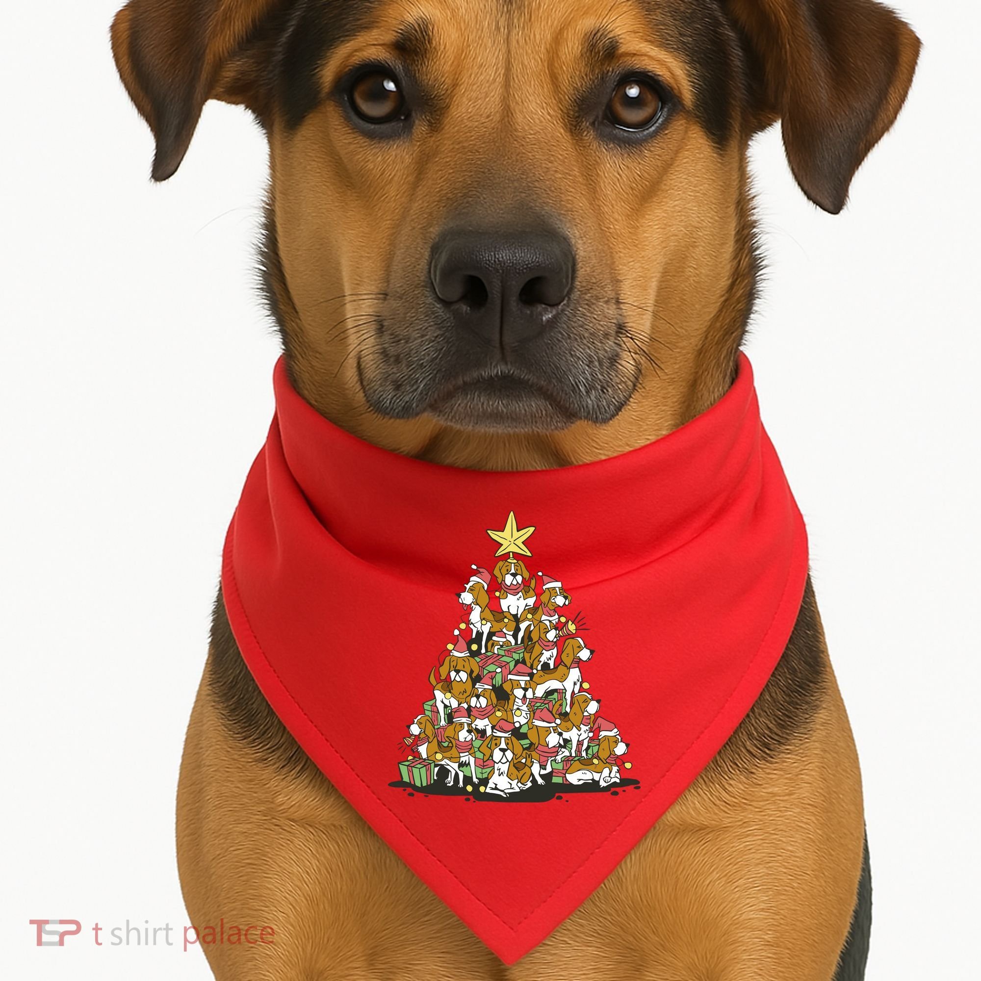 Beagle Dogs Christmas Tree USA-Made Doggie Bandana