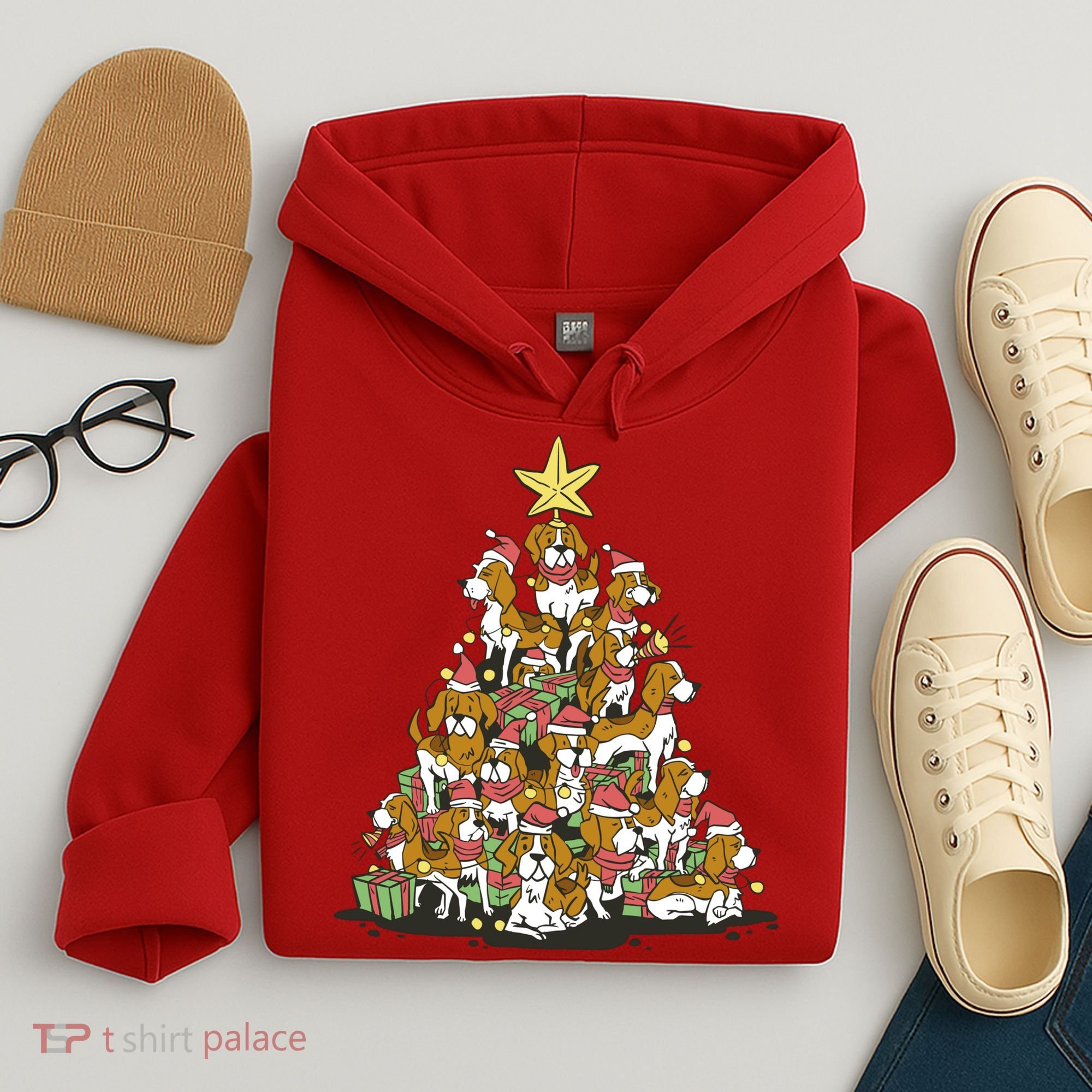 Beagle Dogs Christmas Tree Hoodie
