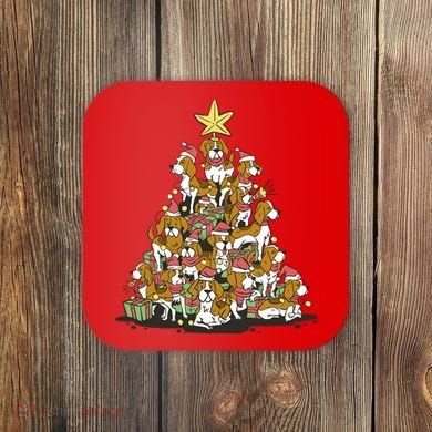 Beagle Dogs Christmas Tree Coaster