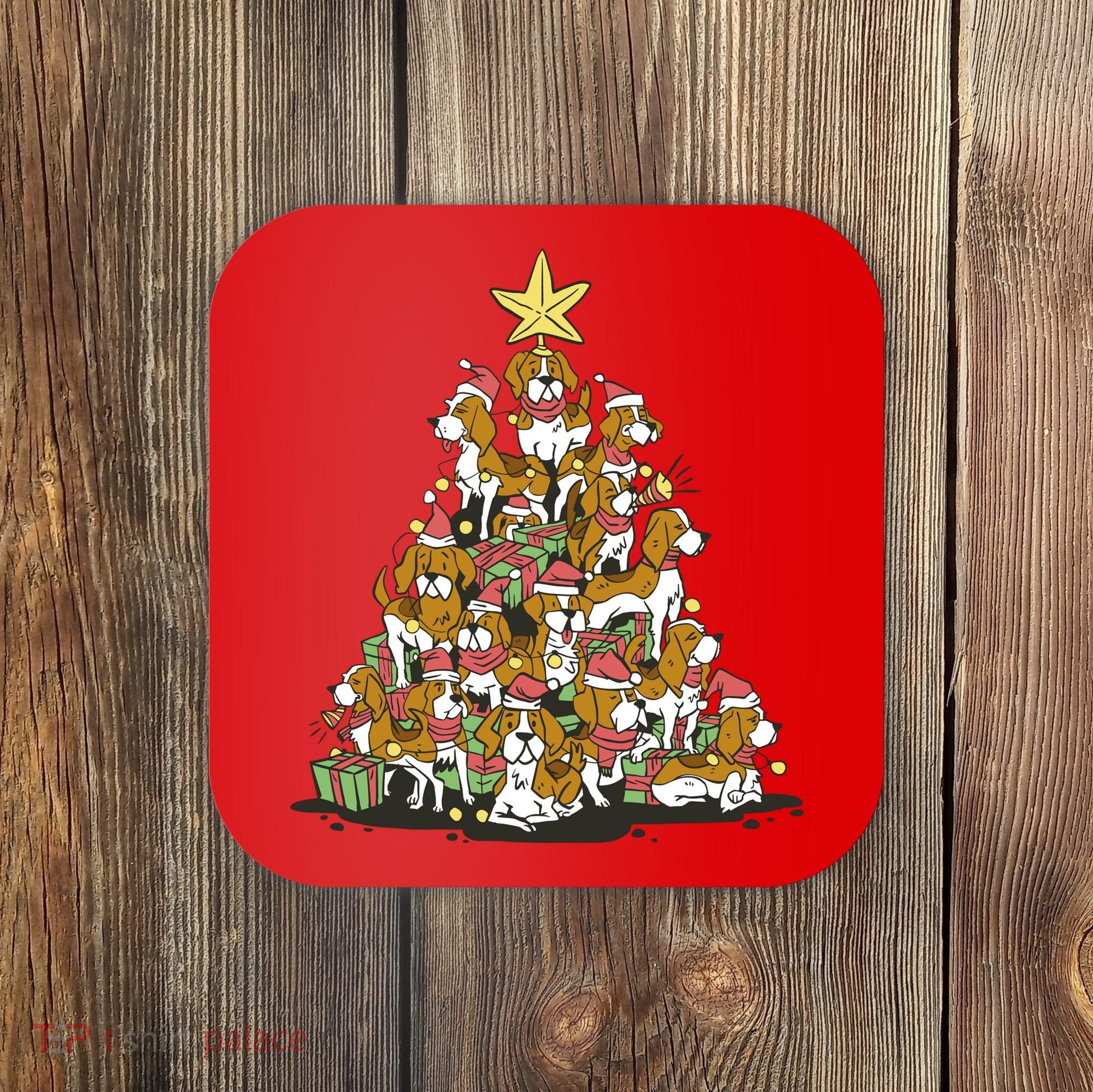 Beagle Dogs Christmas Tree Coaster