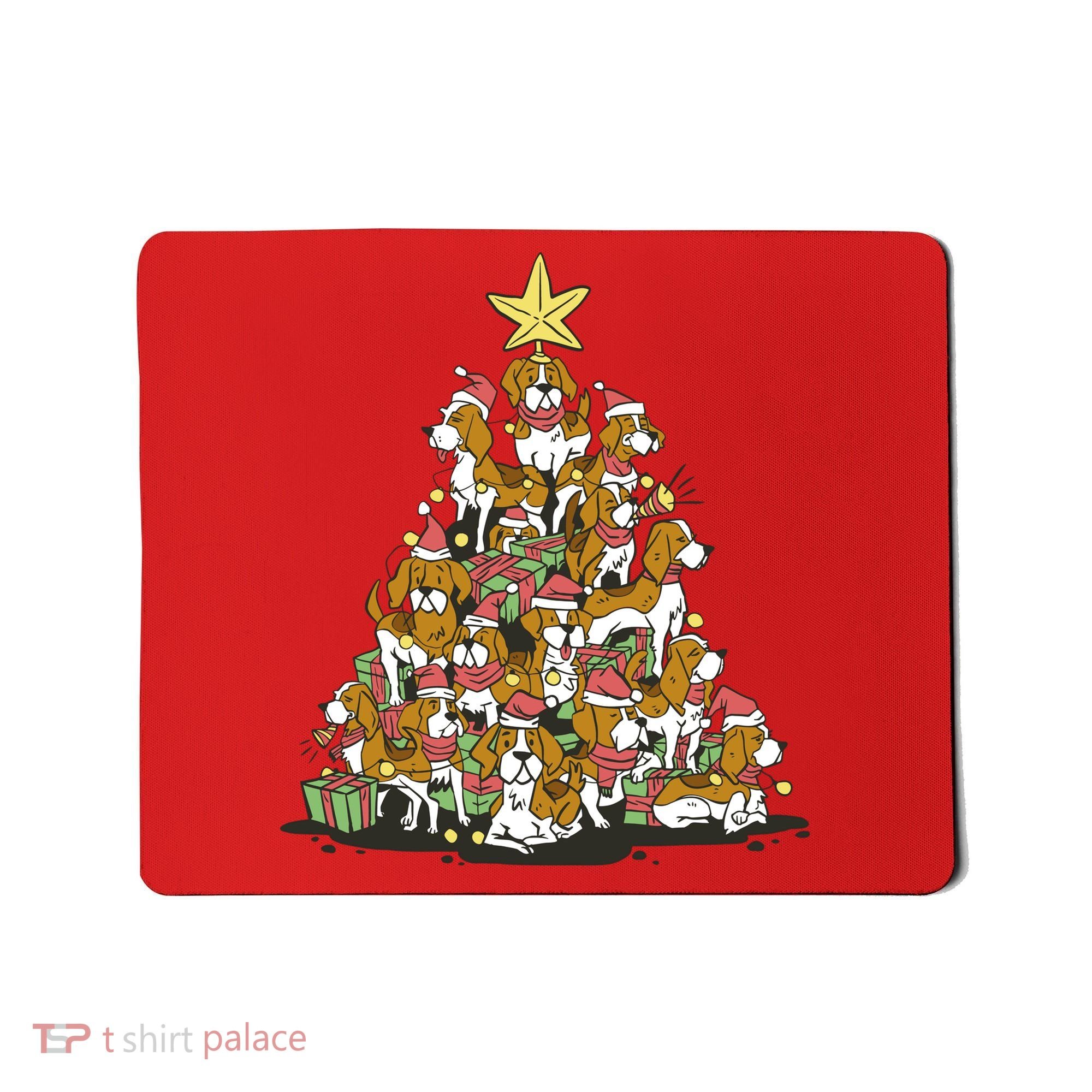 Beagle Dogs Christmas Tree Mousepad