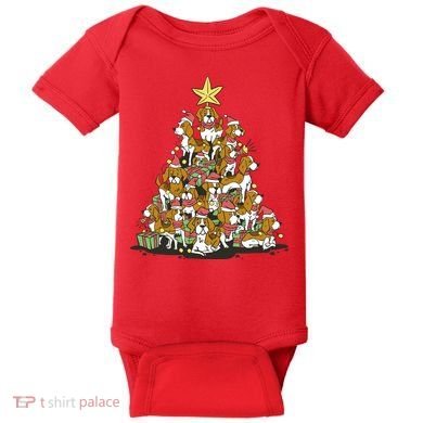 Beagle Dogs Christmas Tree Baby Bodysuit