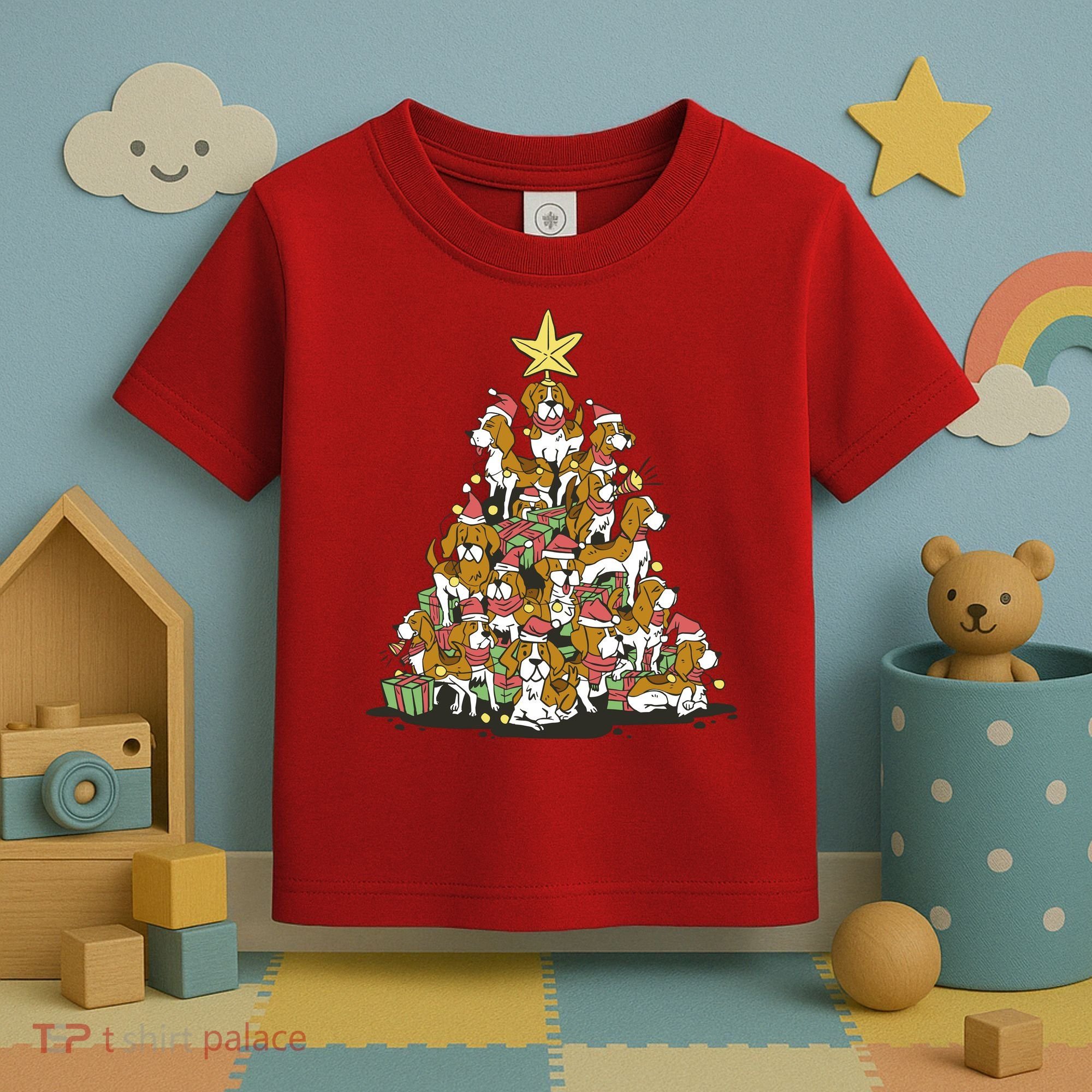 Beagle Dogs Christmas Tree Toddler T-Shirt