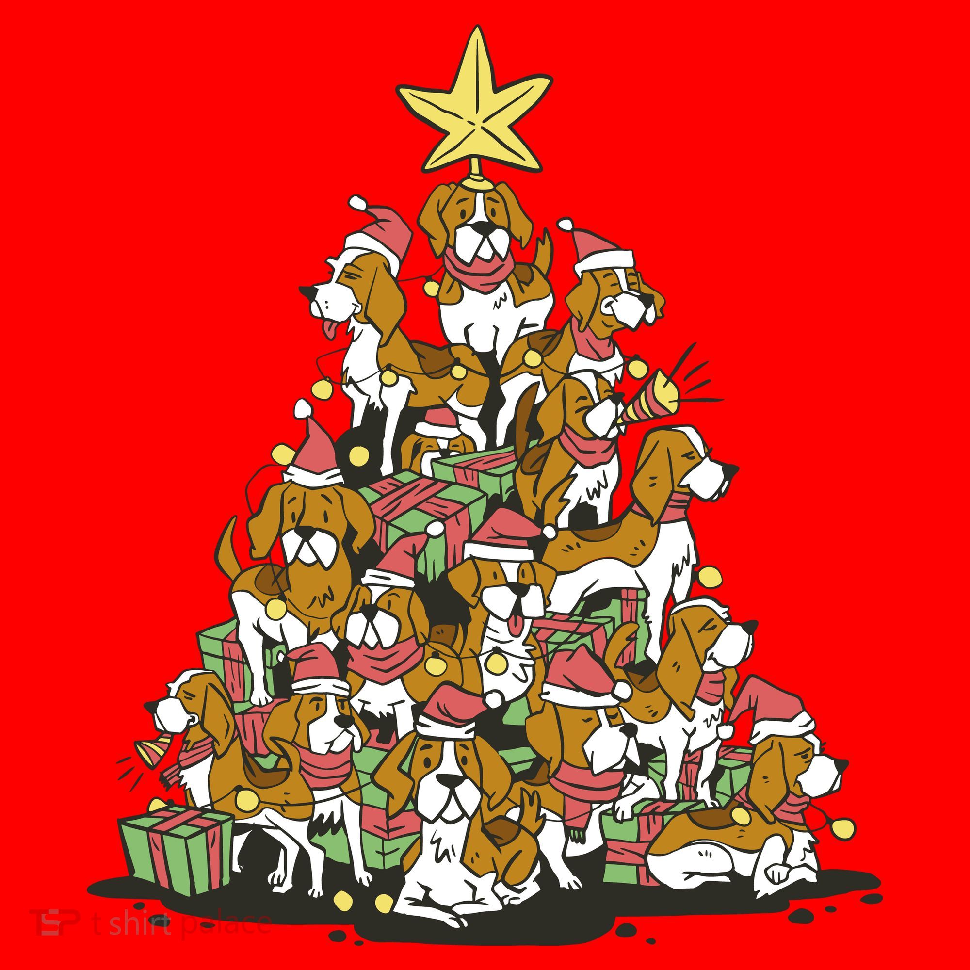 Beagle Dogs Christmas Tree Women's Long Sleeve Shirt