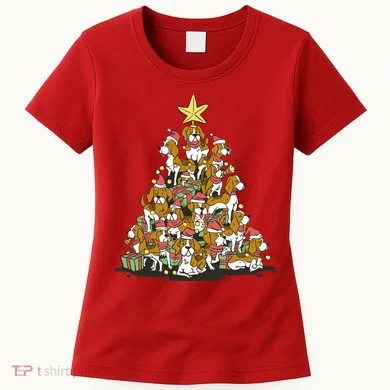 Beagle Dogs Christmas Tree Women's T-Shirt
