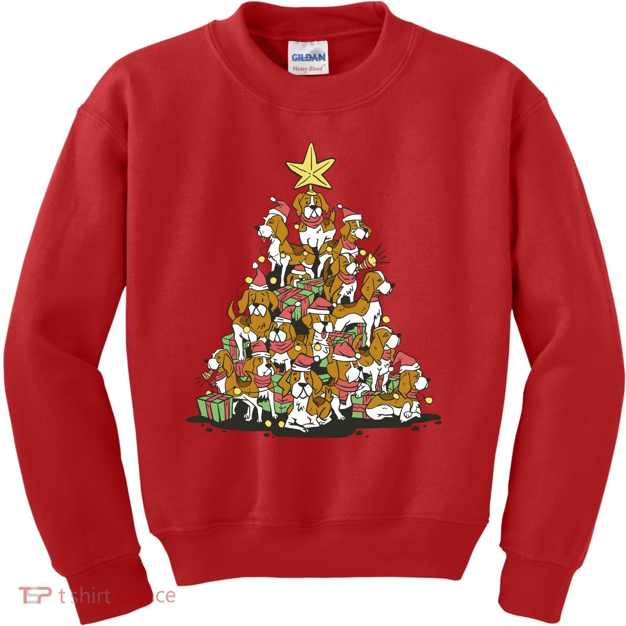 Beagle Dogs Christmas Tree Kids Sweatshirt