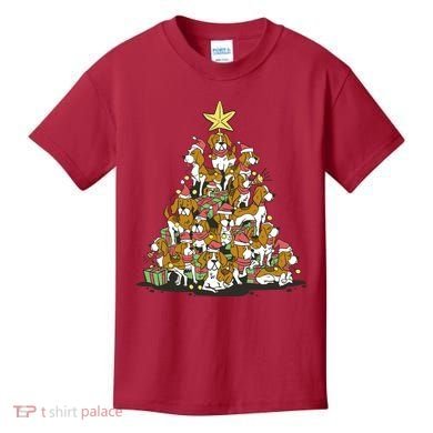 Beagle Dogs Christmas Tree Kids T-Shirt