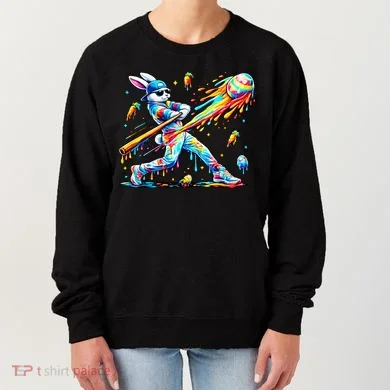 Baseball Dripping Drip Rabbit Bunny Easter Women's Sweatshirt