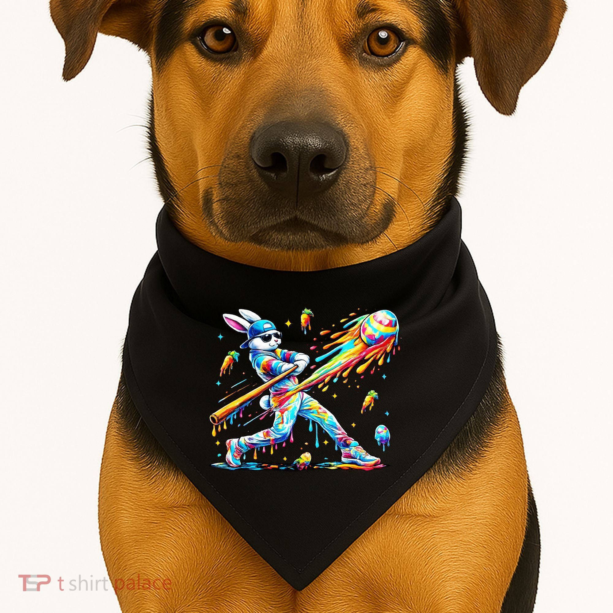 Baseball Dripping Drip Rabbit Bunny Easter USA-Made Doggie Bandana