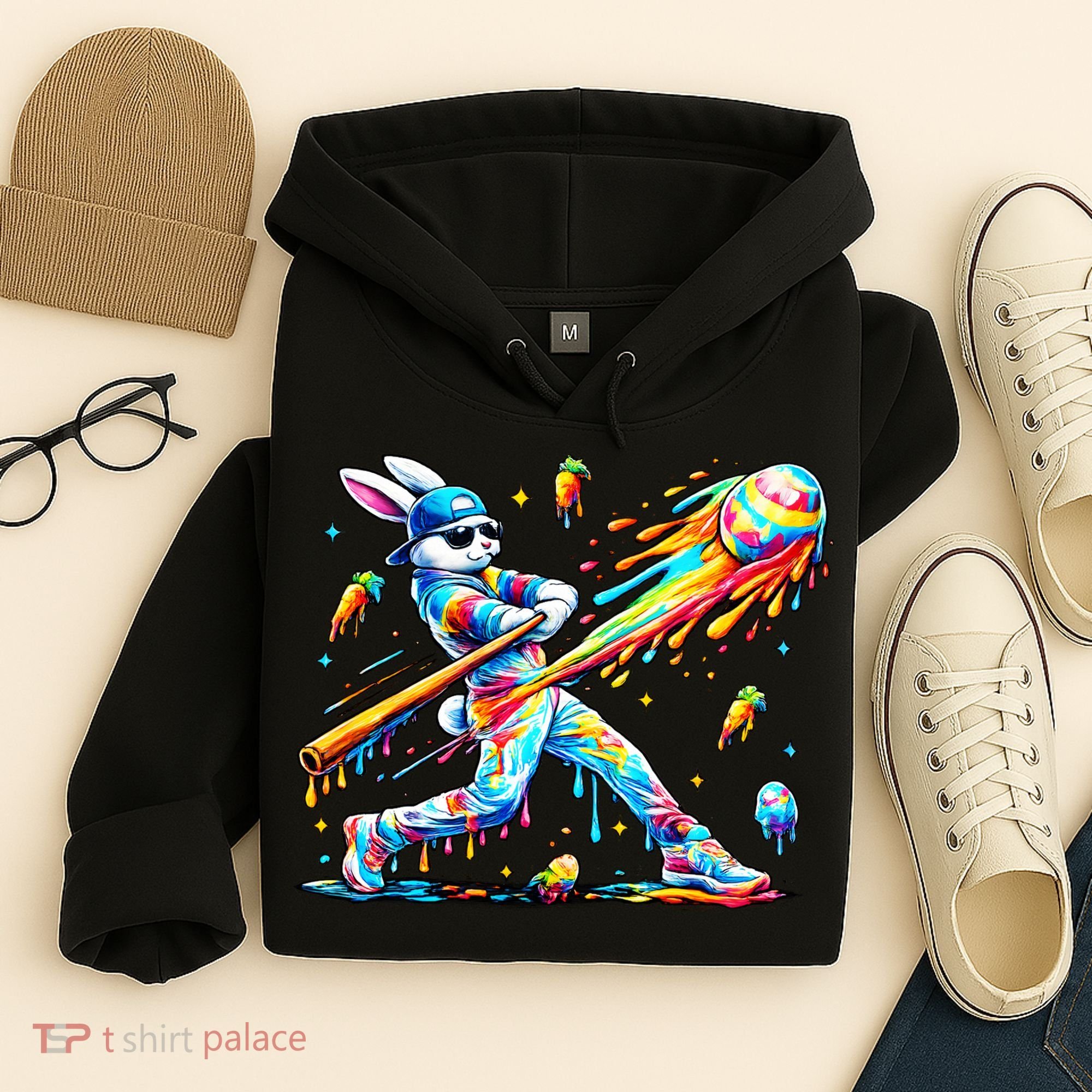 Baseball Dripping Drip Rabbit Bunny Easter Hoodie