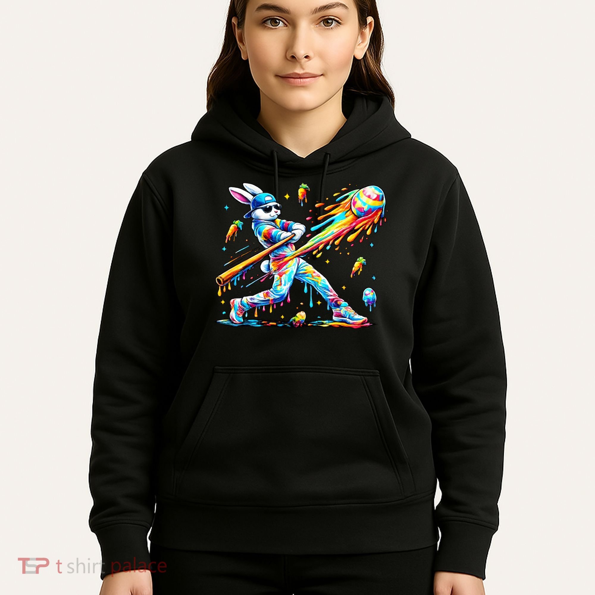 Baseball Dripping Drip Rabbit Bunny Easter Hoodie