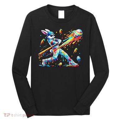 Baseball Dripping Drip Rabbit Bunny Easter Long Sleeve Shirt