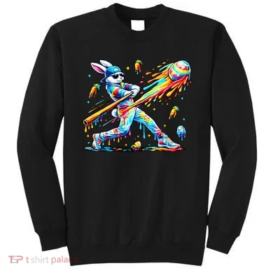 Baseball Dripping Drip Rabbit Bunny Easter Sweatshirt