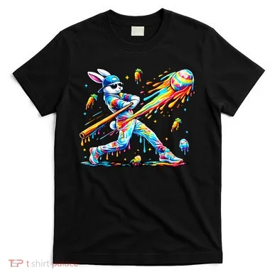 Baseball Dripping Drip Rabbit Bunny Easter T-Shirt