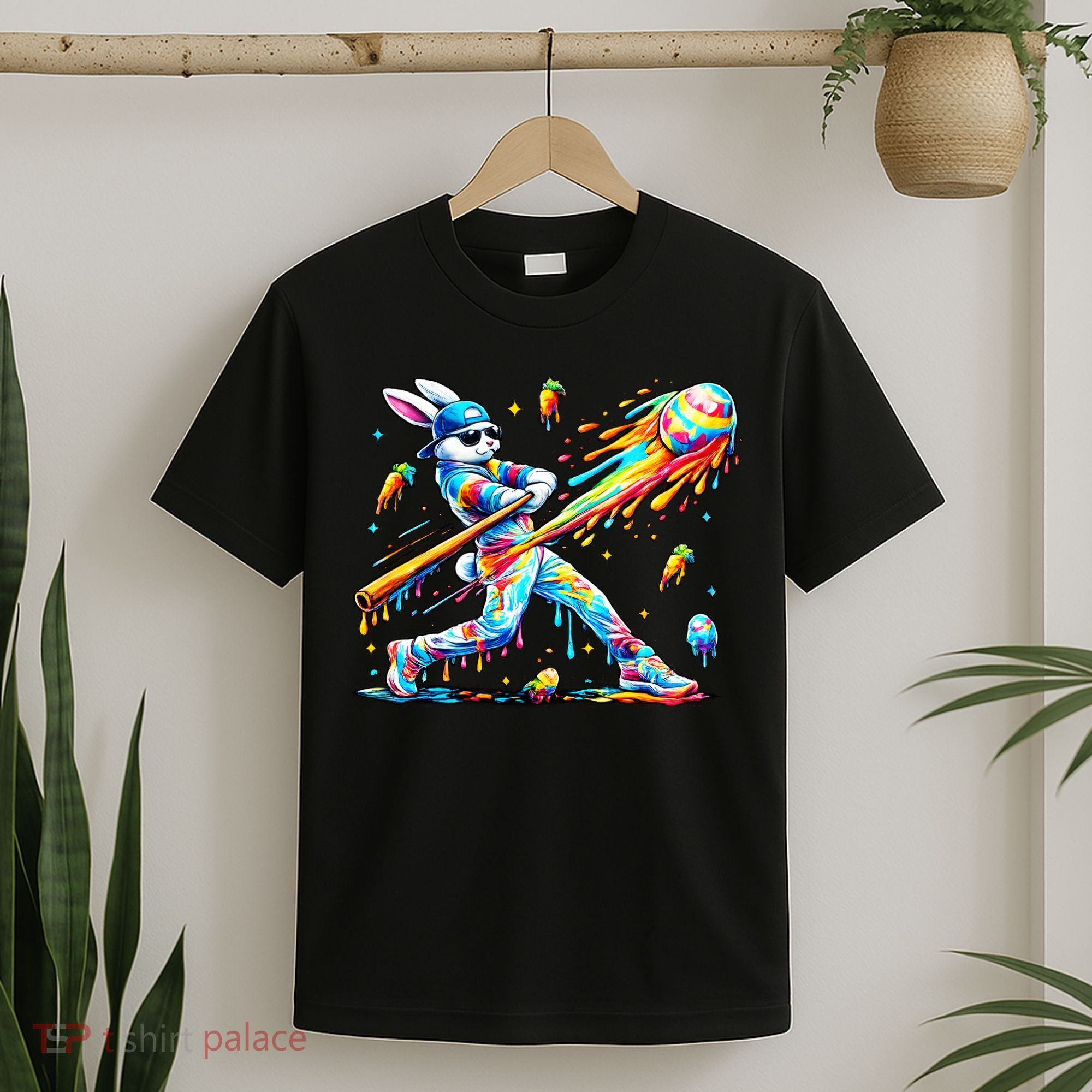 Baseball Dripping Drip Rabbit Bunny Easter T-Shirt