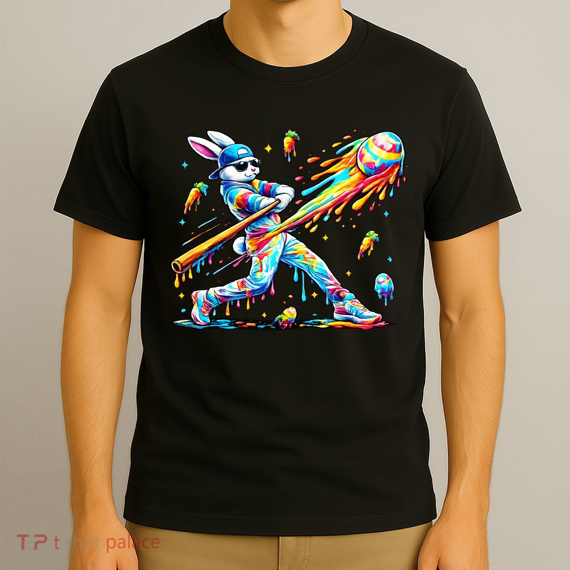 Baseball Dripping Drip Rabbit Bunny Easter T-Shirt