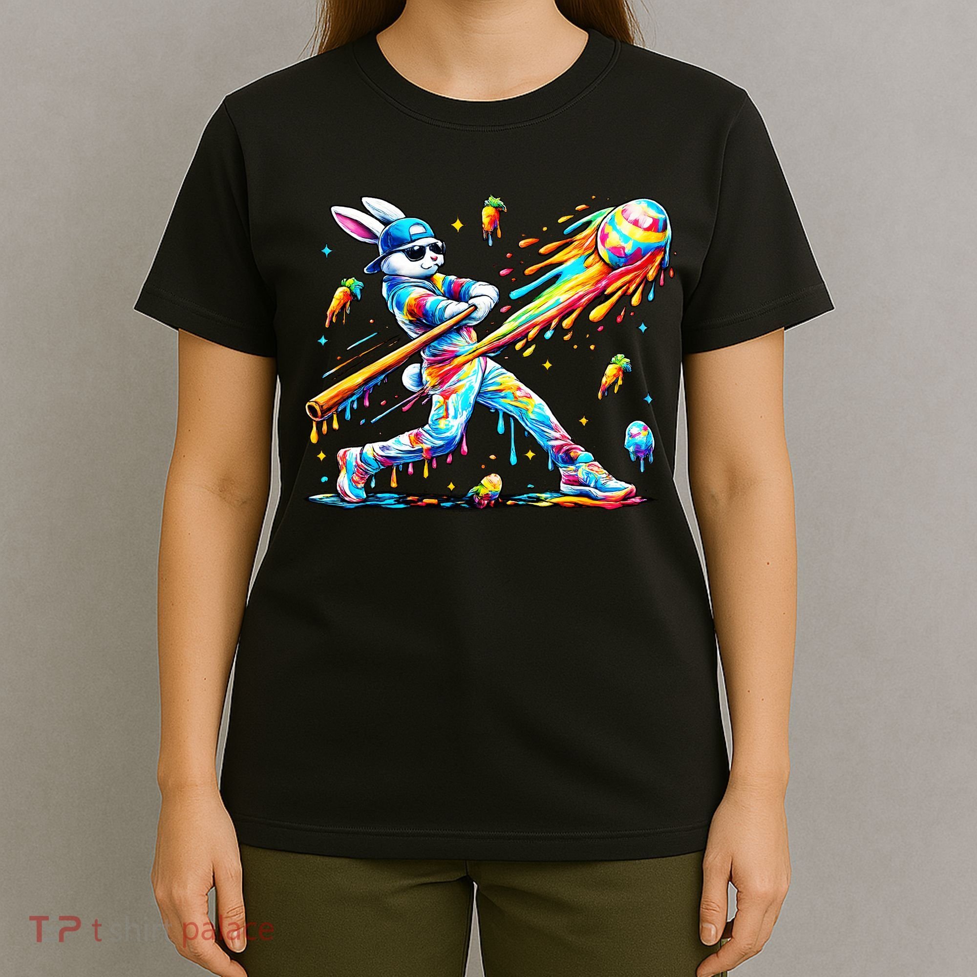 Baseball Dripping Drip Rabbit Bunny Easter T-Shirt