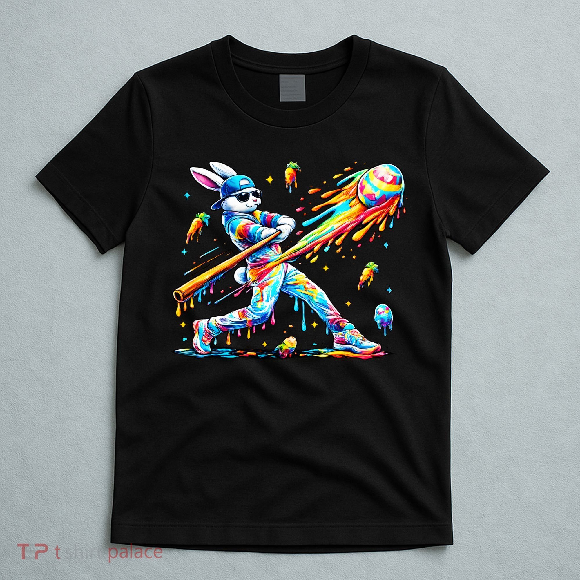 Baseball Dripping Drip Rabbit Bunny Easter T-Shirt