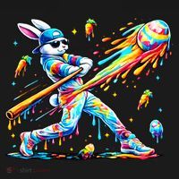Baseball Dripping Drip Rabbit Bunny Easter T-Shirt thumb 7
