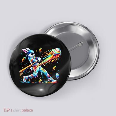 Baseball Dripping Drip Rabbit Bunny Easter Button