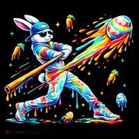 Baseball Dripping Drip Rabbit Bunny Easter Bucket Hat thumb 4