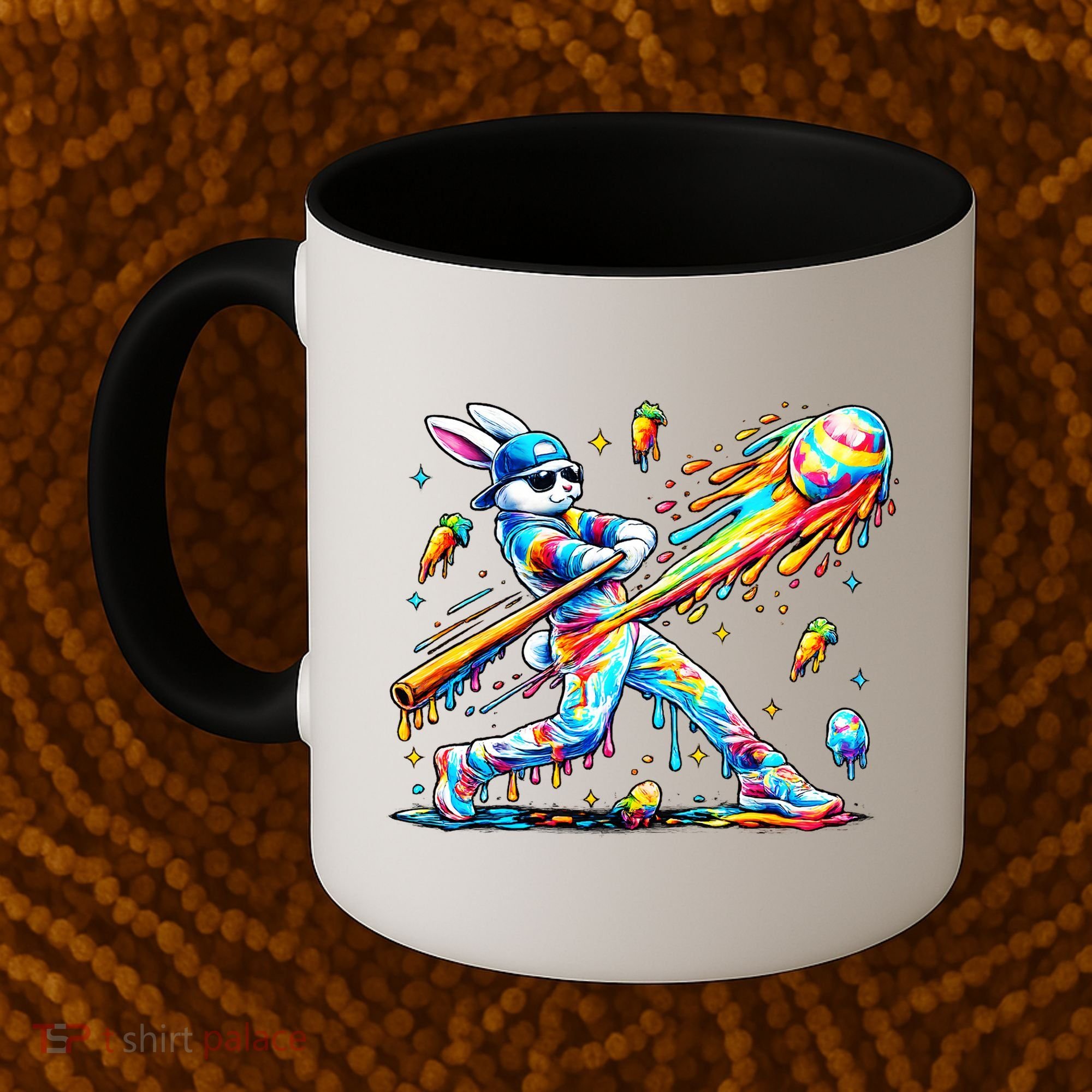 Baseball Dripping Drip Rabbit Bunny Easter Coffee Mug