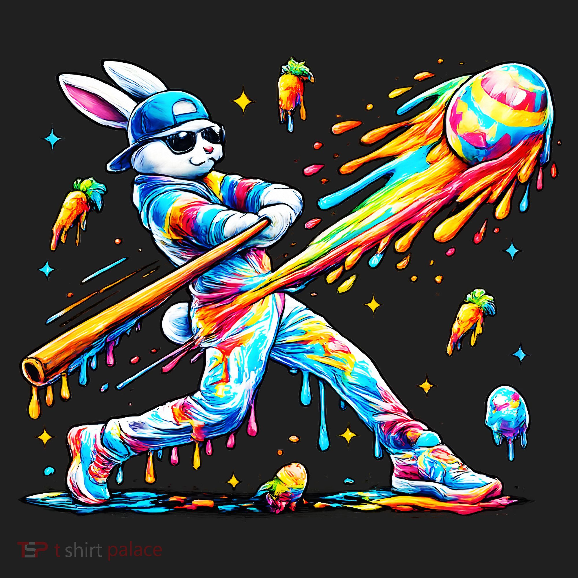 Baseball Dripping Drip Rabbit Bunny Easter Beanie