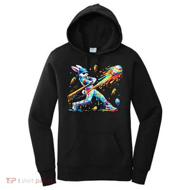 Baseball Dripping Drip Rabbit Bunny Easter Women's Hoodie