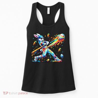 Baseball Dripping Drip Rabbit Bunny Easter Women's Tank Top