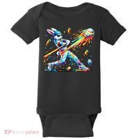 Baseball Dripping Drip Rabbit Bunny Easter Baby Bodysuit thumb 0