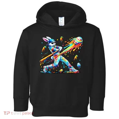 Baseball Dripping Drip Rabbit Bunny Easter Toddler Hoodie