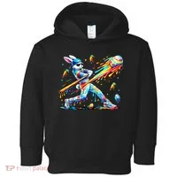 Baseball Dripping Drip Rabbit Bunny Easter Toddler Hoodie thumb 0